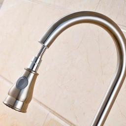 Vanity Art Brushed Nickel Single-Handle Pull-Down Kitchen Faucet with 360 Degree Swivel Spout thumbnail 3