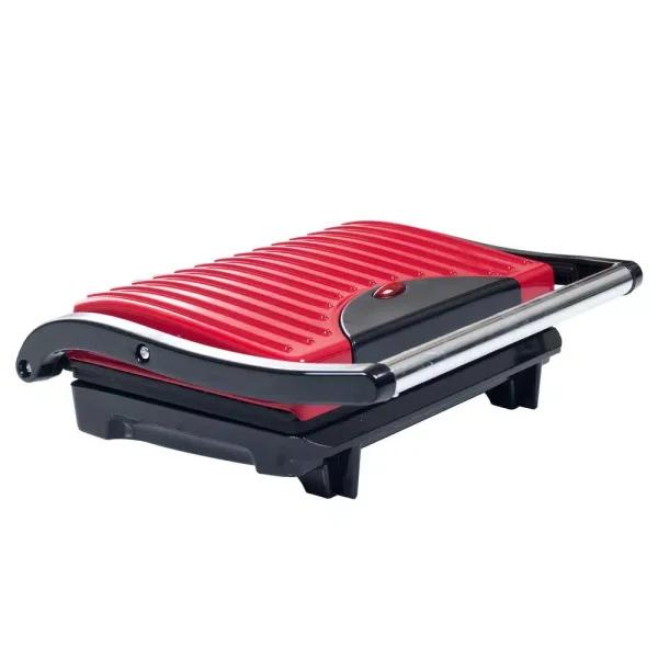 Chef Buddy 760W Red Non-Stick Panini Press and Countertop Grill