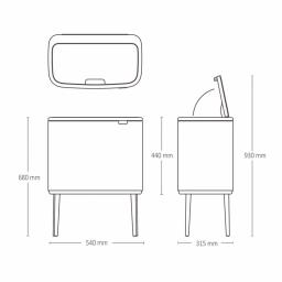 Brabantia Bo Touch Bin 9.5 Gal. Dual Compartment Gold Steel Rectangular Touch Trash Can thumbnail 11