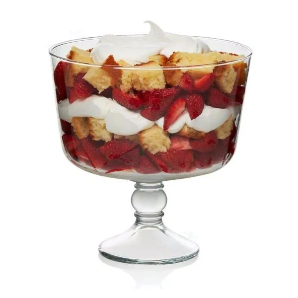 Libbey Selene 9 in. Glass Trifle Bowl, 96 oz Footed Pedestal Serving Bowl, Clear