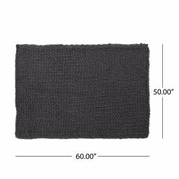 Noble House Marnie Dark Grey Acrylic Throw Blanket, Modern Solid Pattern thumbnail 4