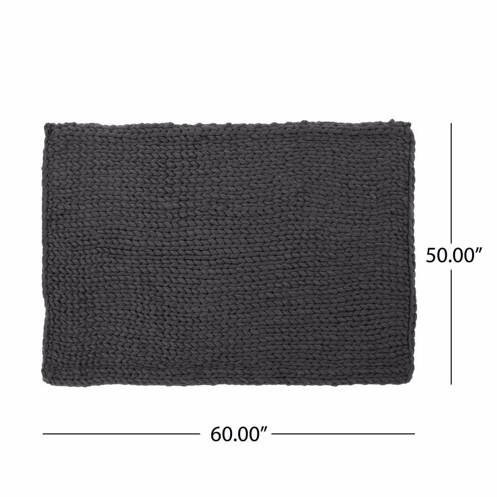 Noble House Marnie Dark Grey Acrylic Throw Blanket, Modern Solid Pattern