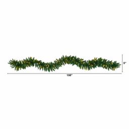 Nearly Natural 9 ft. Pre-lit Artificial Pine Christmas Garland with 50 Warm White LED Lights thumbnail 2