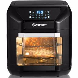 Costway 10.6 Qt. Black Air Fryer Oven with Rotisserie, 1700W Digital Air Fryer with 7 Presets thumbnail 2