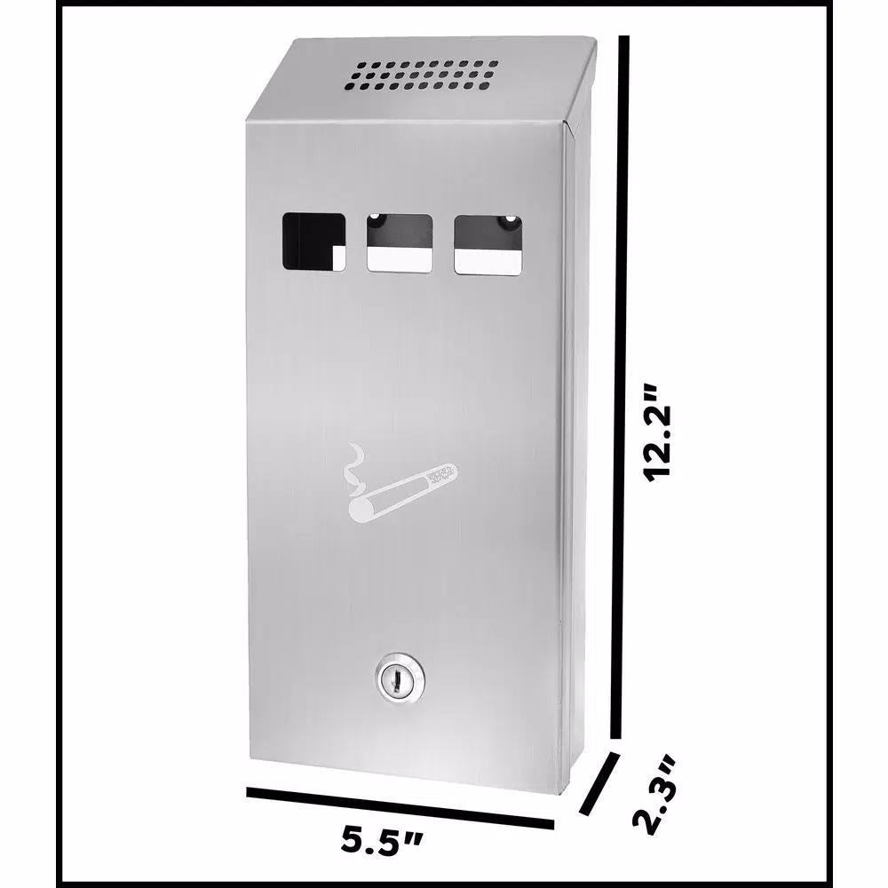 Alpine Industries Stainless Steel Wall-Mounted Cigarette Disposal Station Outdoor Ashtray
