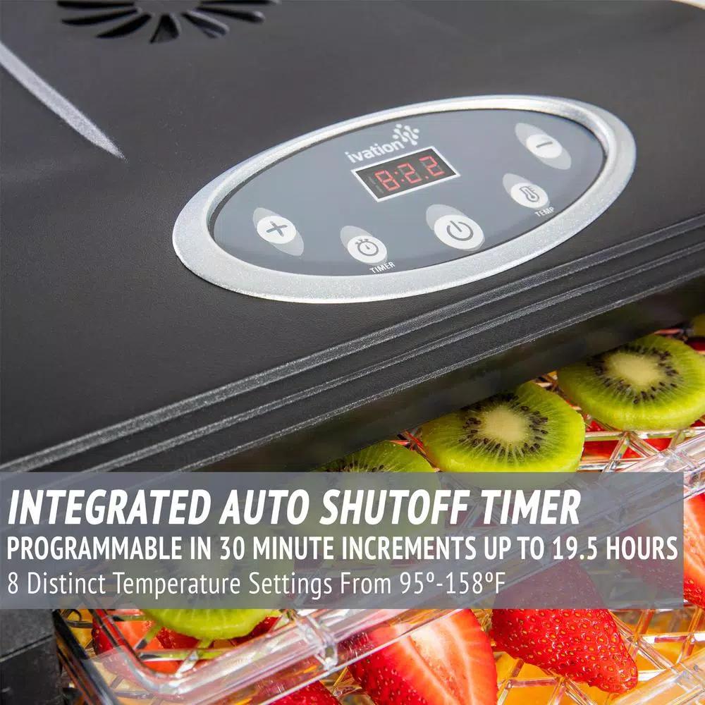 Ivation 9-Tray Electric Food Dehydrator with Digital Timer & Temperature Control, 600W