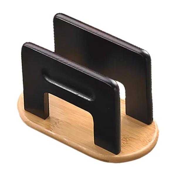 Creative Home Natural Bamboo Espresso Napkin Holder - Upright Tabletop Tissue Dispenser