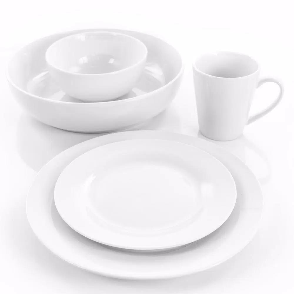 Elama Carey 18-Piece White Porcelain Dinnerware Set, Service for 4