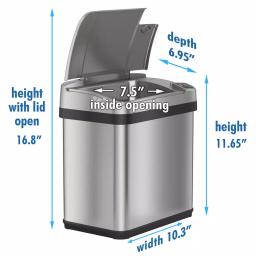 iTouchless 2.5 Gal. Stainless Steel Touchless Automatic Sensor Trash Can with Odor Filter and Fragrance thumbnail 6