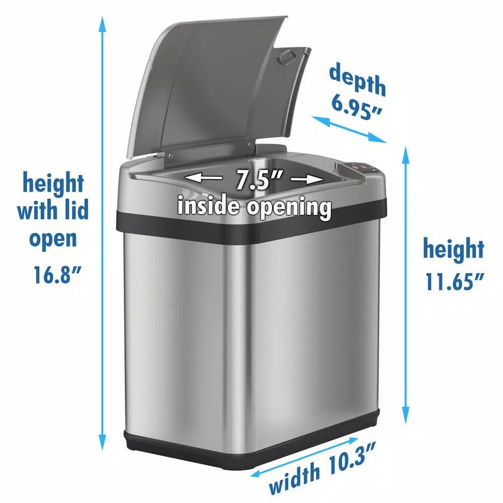 iTouchless 2.5 Gal. Stainless Steel Touchless Automatic Sensor Trash Can with Odor Filter and Fragrance