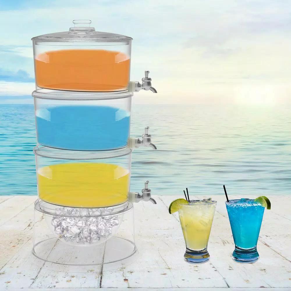 Classic Cuisine 3-Tier Beverage Dispenser, 354 oz BPA-Free Plastic Drink Server with 4 Removable Spigots