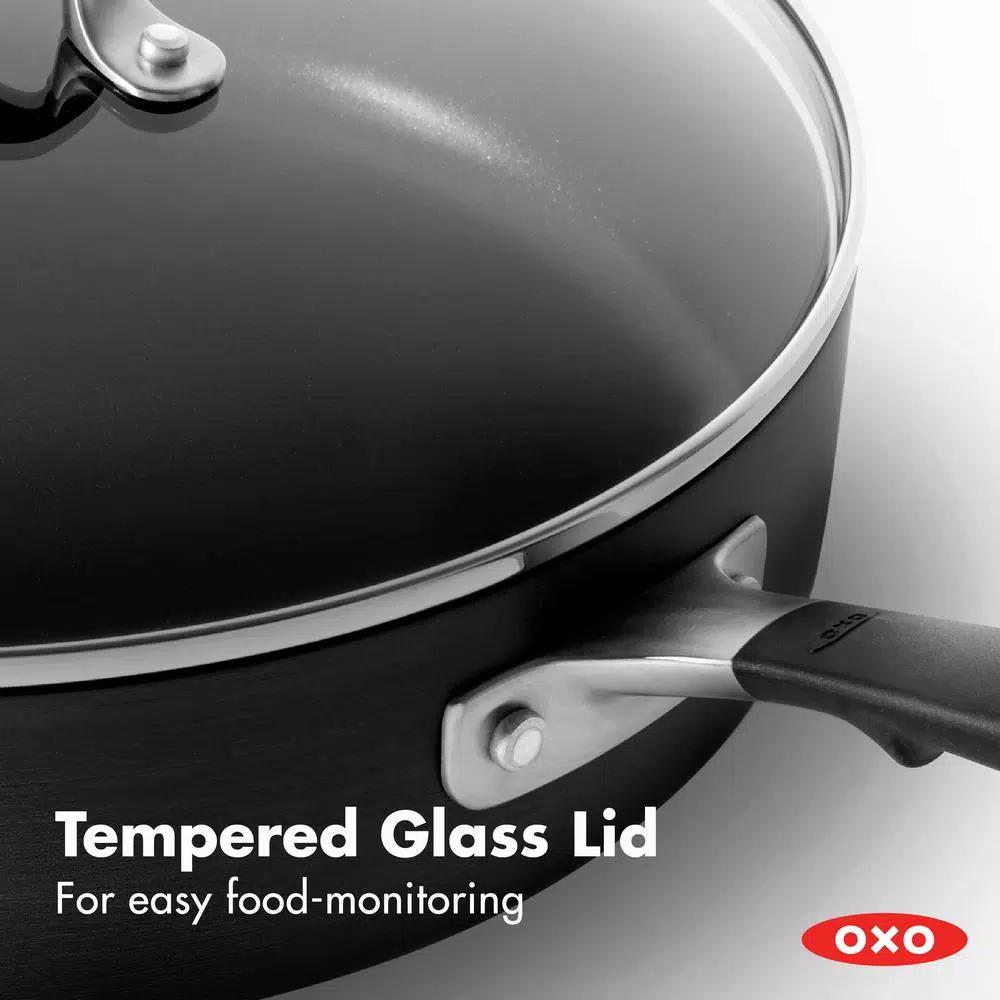 OXO Good Grips 9.5 in. Hard-Anodized Aluminum Nonstick Skillet with Glass Lid, Gray