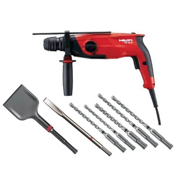 Hilti TE 3-C SDS Plus Rotary Hammer Drill Kit, 850W, 1300 RPM with Chisel, Scraper & 5 Drill Bits