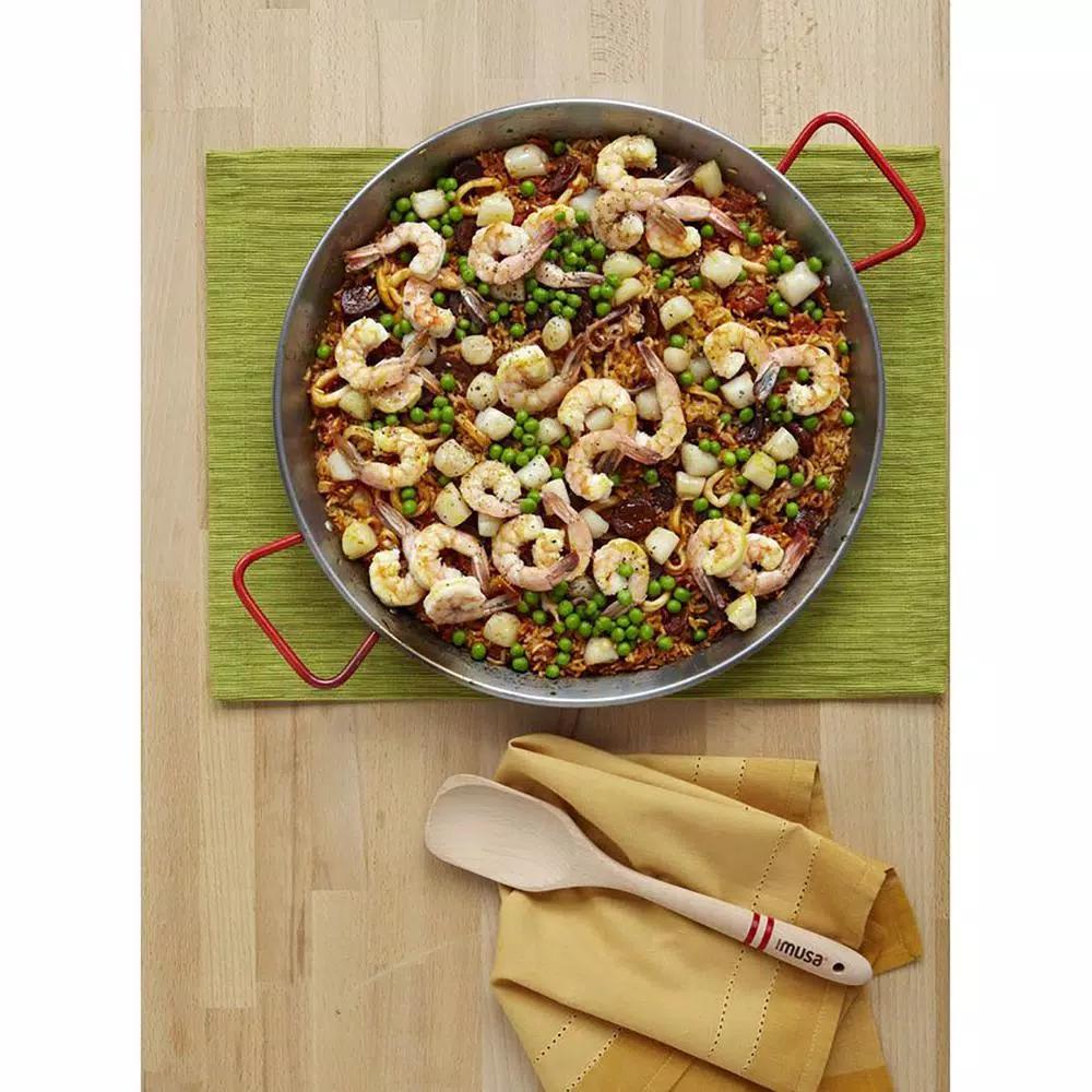 IMUSA 15 in. Aluminized Carbon Steel Paella Pan, Silver