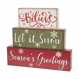 Glitzhome 11.81 in. LED Lighted Multi-color Wooden Block Word Sign, 14-Bulbs thumbnail 2