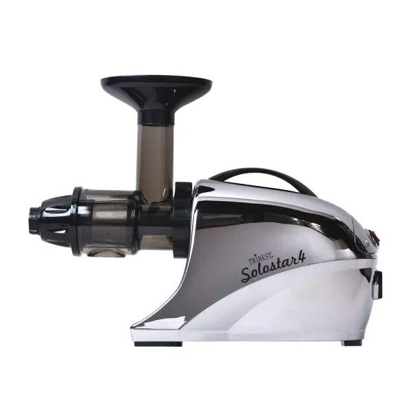 Tribest Solostar 4 Cold Press Juicer, 16 fl. oz. Chrome Horizontal Single Auger Juicer