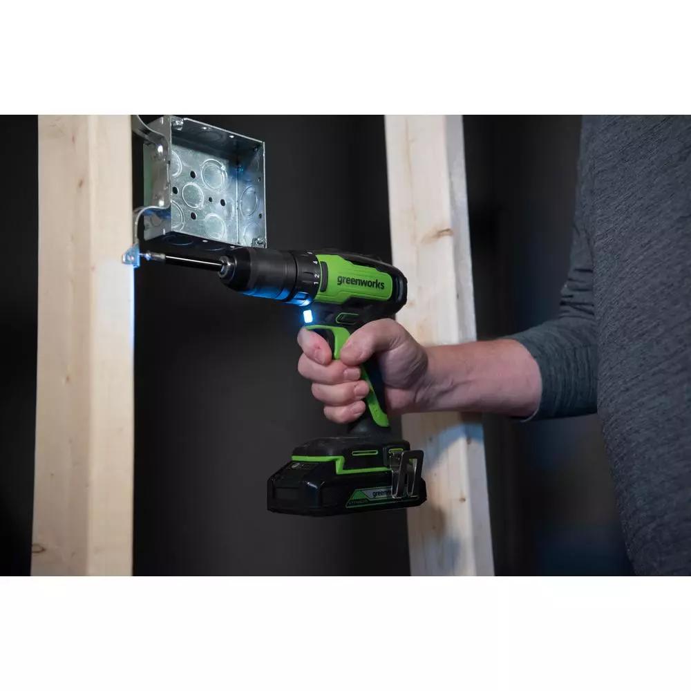 Greenworks 24V Cordless Brushless Hammer Drill Driver, 1/2 in. Keyless Chuck, Tool Only