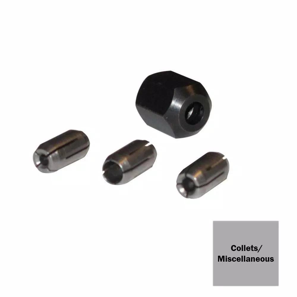 Rotozip Replacement Collet and Collet Nut Kit, 4-Piece (1/8 in., 5/32 in., 1/4 in.)