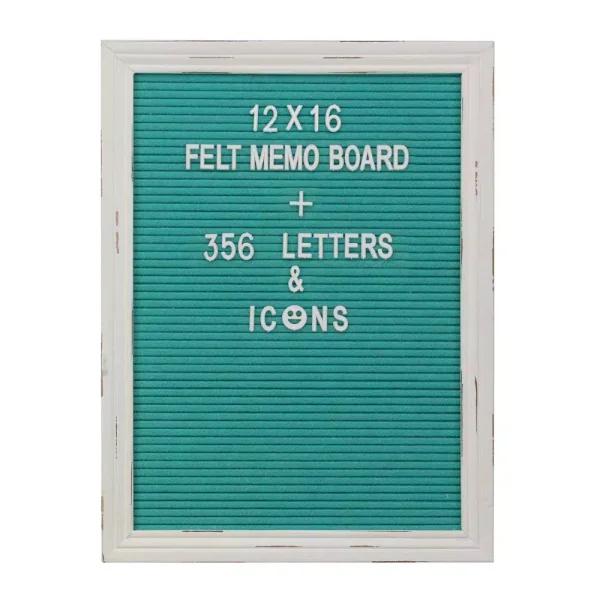 Stonebriar Collection Stonebriar Turquoise Felt Memo Board with White Wash Wood Frame