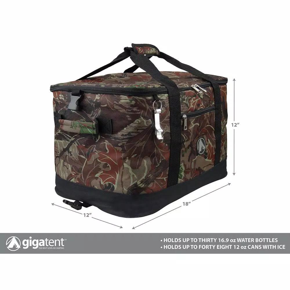 GigaTent Bushwick Collapsible Soft Cooler, 48-Can/30-Bottle Capacity with Bottle Opener, Camo