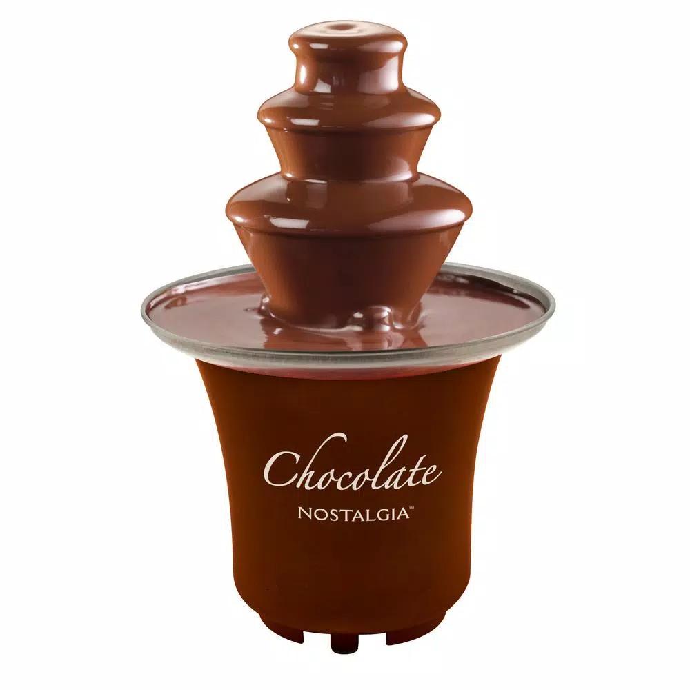 Nostalgia 3-Tier Chocolate Fountain with Auger-Style Flow, 8 oz. Capacity, Brown