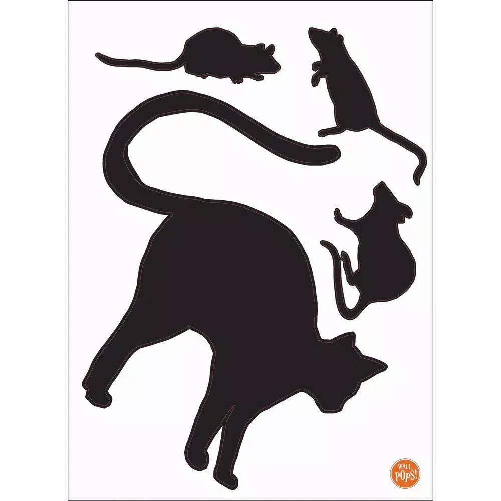WallPops Black Cat and Mouse Halloween Wall Decal Kit, 24 in. x 17.5 in.