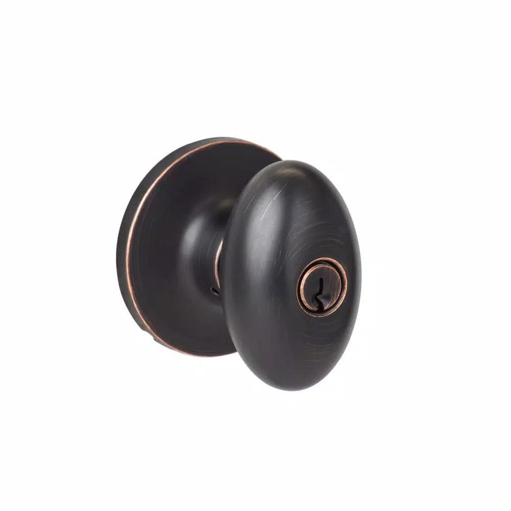 Sure-Loc Hardware Arapaho Vintage Bronze Egg Shaped Keyed Entry Doorknob, Brass Construction