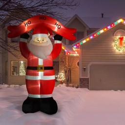 Fraser Hill Farm 10 ft. Santa Claus Inflatable with HO HO HO Sign and White Lights thumbnail 11