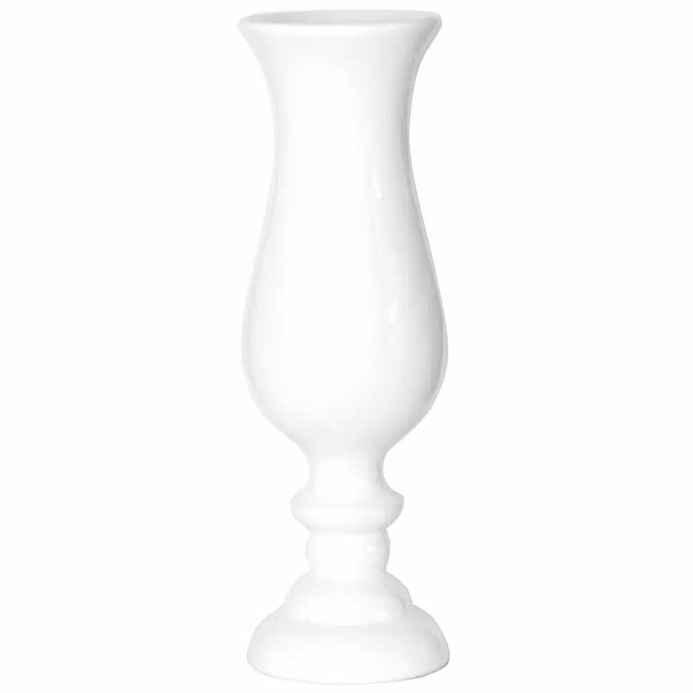 Uniquewise 30 in. White Modern Fiberglass Goblet Shape Floor Vase