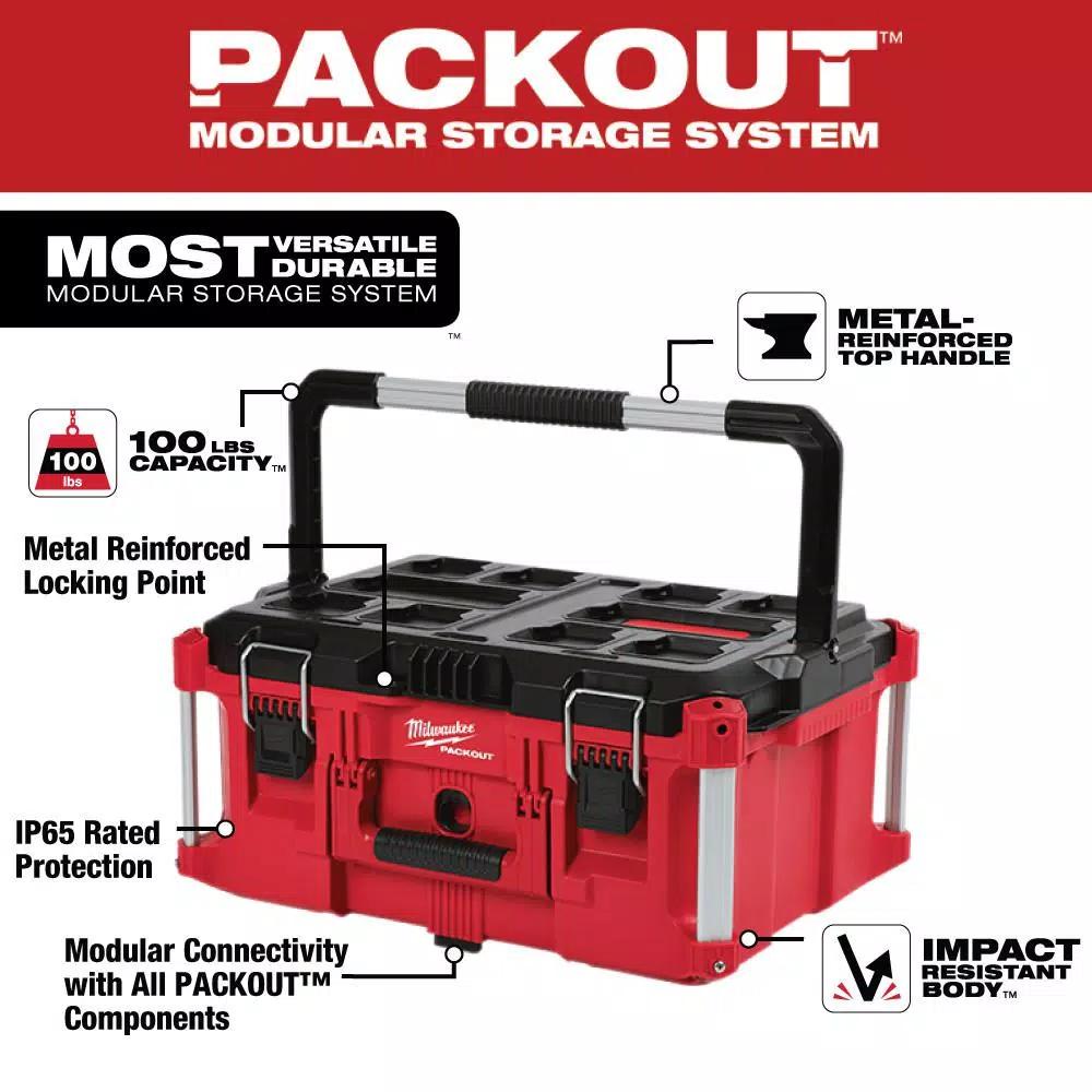 Milwaukee M18 FUEL Impact Wrench & 117-Pc Ratchet, Socket, and PACKOUT Modular Storage Combo Kit