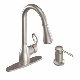 Moen Kleo Single-Handle Pull-Down Kitchen Faucet with Soap Dispenser, Spot Resist Stainless thumbnail 1
