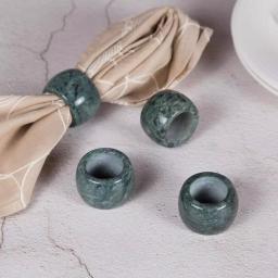 Creative Home Natural Green Marble Napkin Ring Holder Set, Set of 4 for Fine Dining and Weddings thumbnail 4