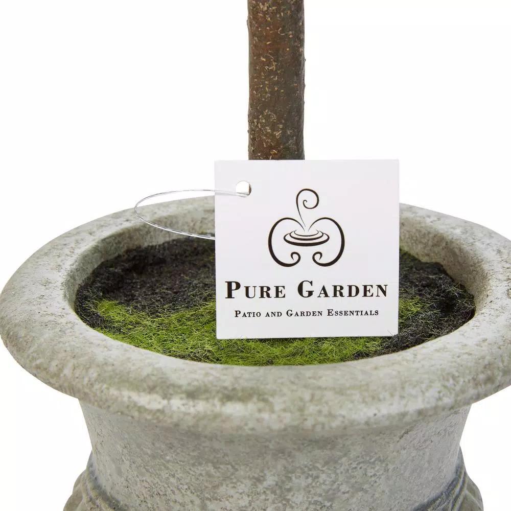 Pure Garden 12.5 in. Faux Boxwood Topiary Arrangement with Decorative Urn, Set of 3
