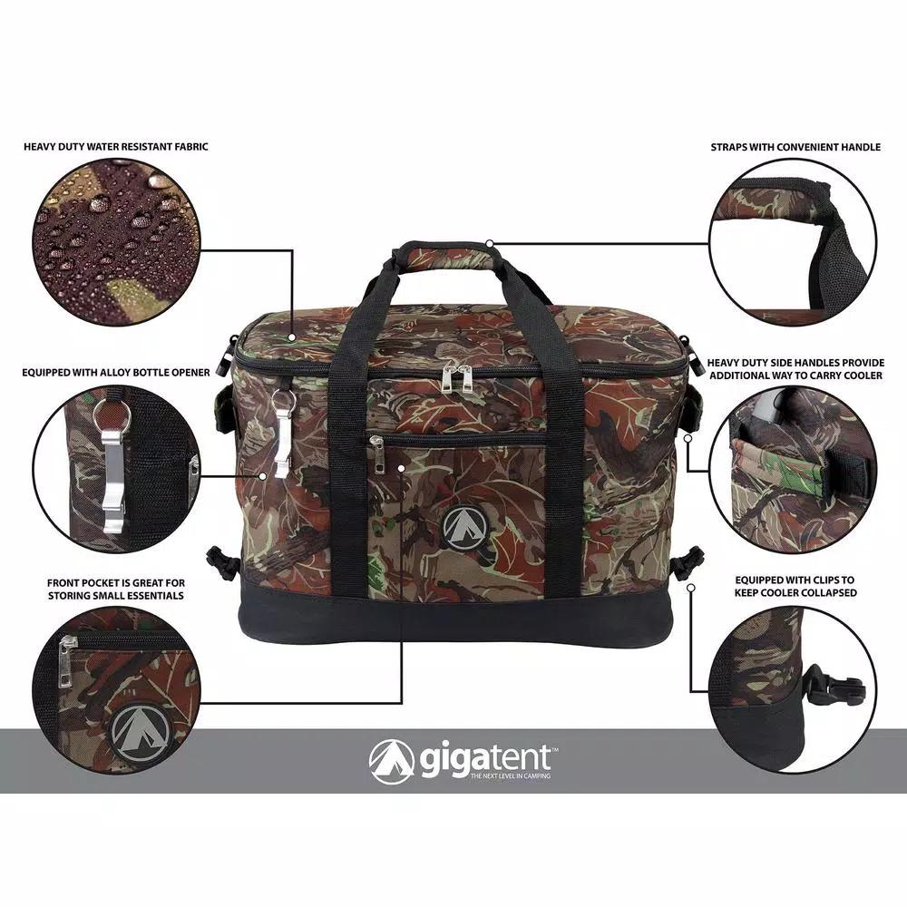 GigaTent Bushwick Collapsible Soft Cooler, 48-Can/30-Bottle Capacity with Bottle Opener, Camo