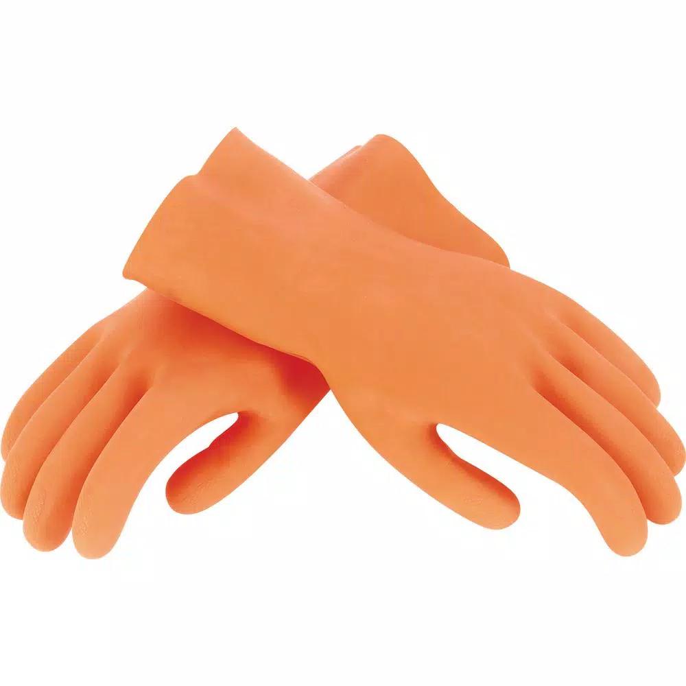 QEP Heavy Duty Latex Tile Grouting and Multipurpose Gloves, Orange, 1 Pair