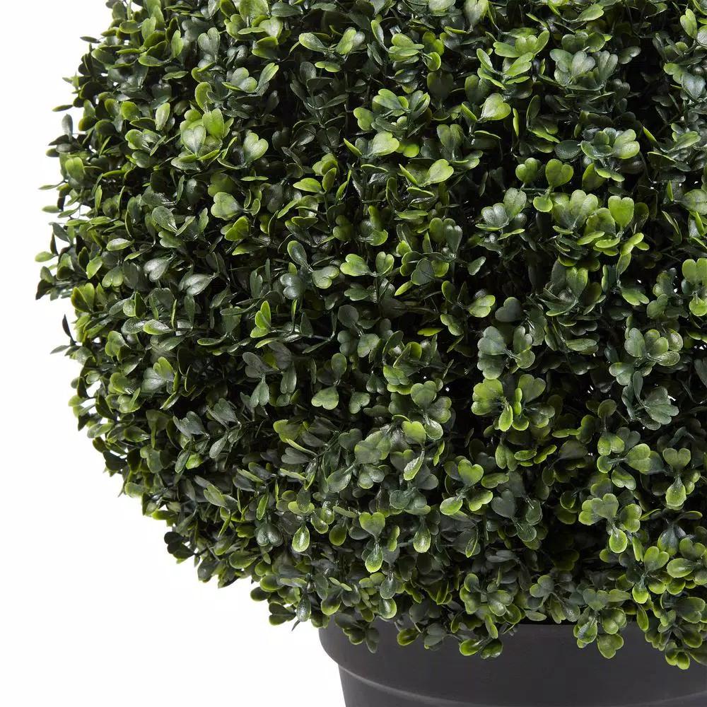 Pure Garden 23 in. Realistic Faux Boxwood Topiary Artificial Plant in Weighted Pot