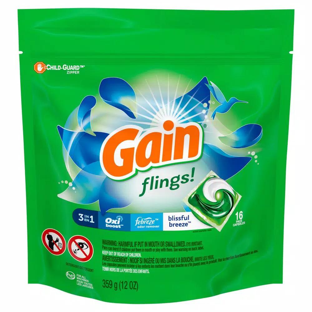 Gain Flings Blissful Breeze Laundry Detergent Pods, 16-Count