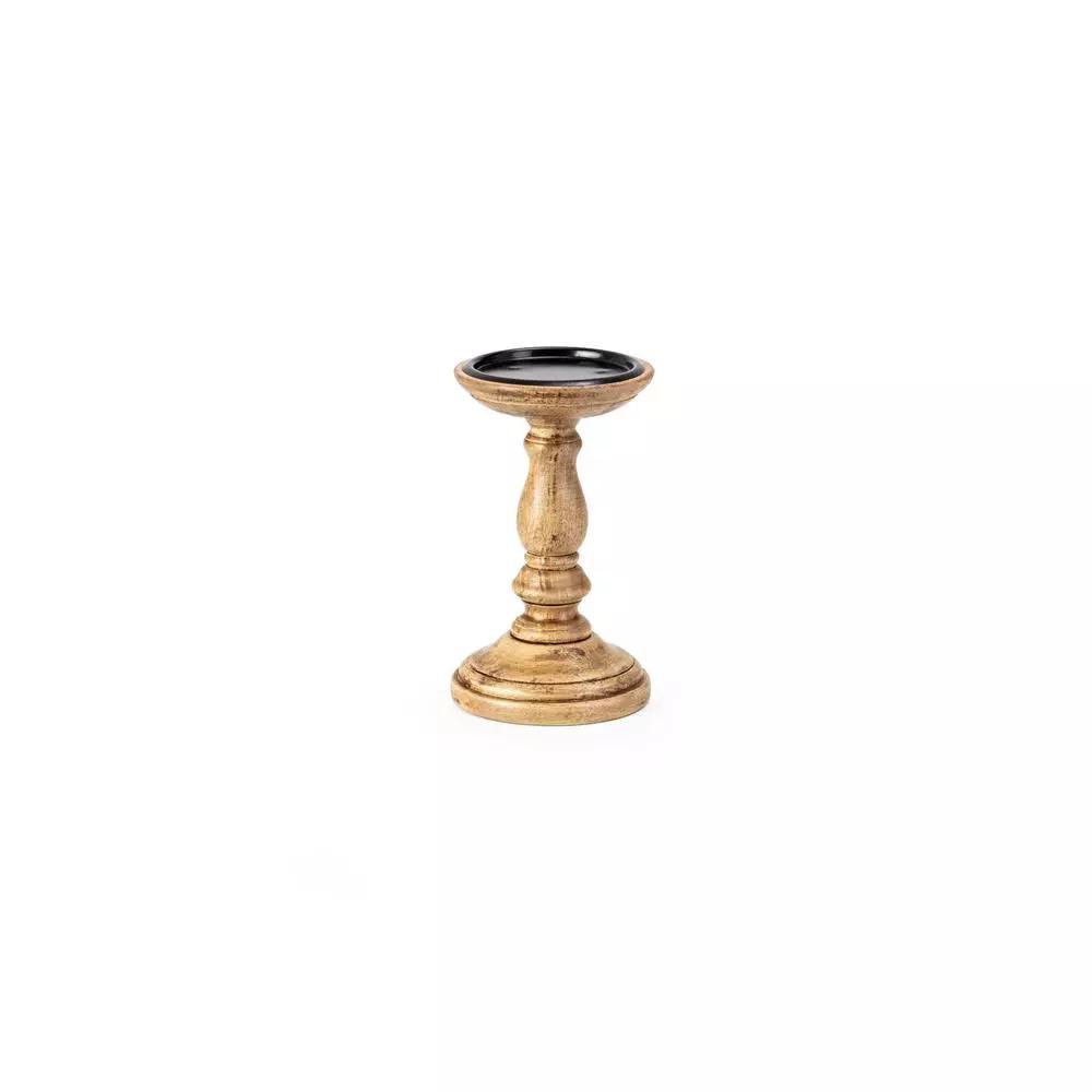 IMAX Rozzi Wooden Candle Holders Set of 5 - Rustic Multi-Colored Candlesticks