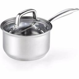 Cook N Home 2 qt. Stainless Steel Saucepan with Tempered Glass Lid thumbnail 1