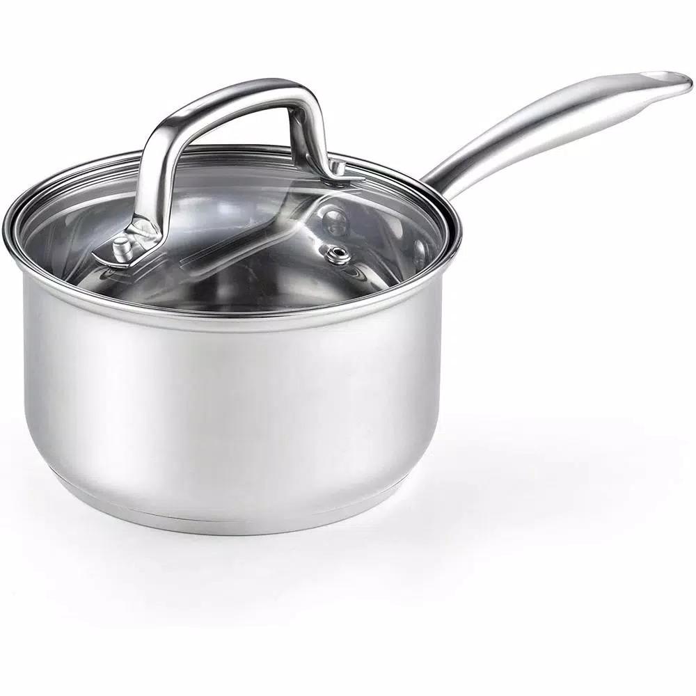 Cook N Home 2 qt. Stainless Steel Saucepan with Tempered Glass Lid