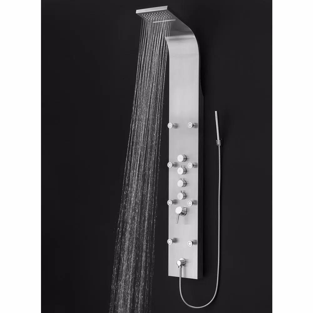 AKDY 65 in. Stainless Steel 8-Jet Rainfall Waterfall Shower Panel System with Handheld Wand