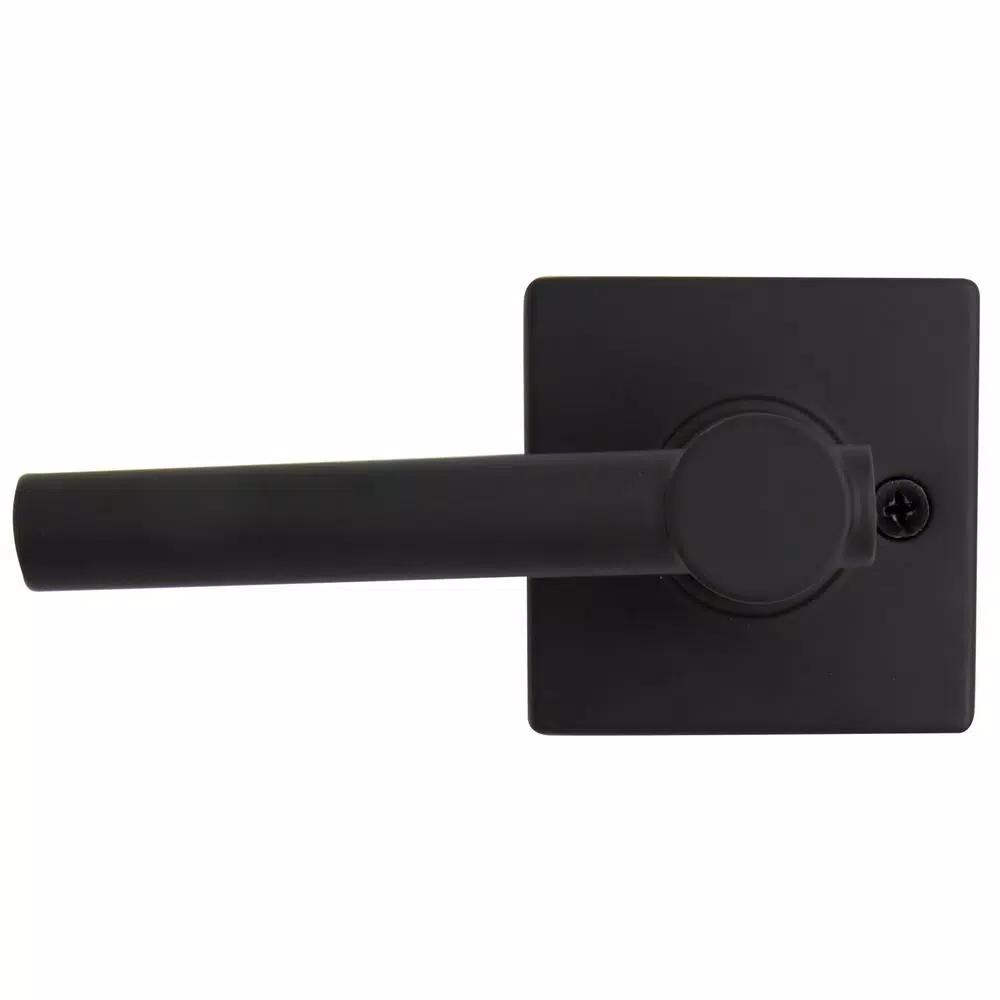 Defiant Highland Matte Black Passage Door Lever with Square Rose