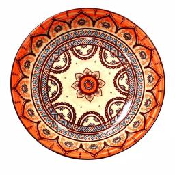 Elama Zen Rust Mozaik 16-Piece Stoneware Dinnerware Set, Service for 4, Orange Bohemian Style thumbnail 6