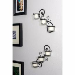 Stonebriar Collection Stonebriar Black Metal Ivy Swirl Candle Wall Sconce Set of 2 thumbnail 5