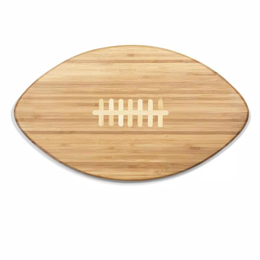 Picnic Time Touchdown 16 in. Oval Bamboo Football Cutting Board and Charcuterie Serving Tray