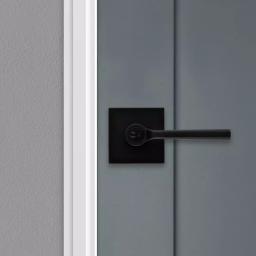 Kwikset Lisbon Signature Series Square Exterior Entry Door Lever, Iron Black, SmartKey Security thumbnail 3