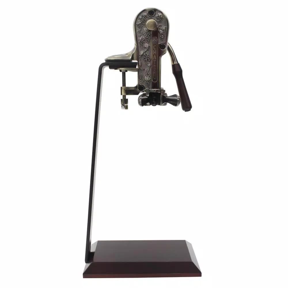 Epicureanist Connoisseur Dark Wood Wine Opener and Iron Stand