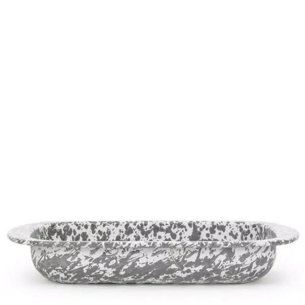 Golden Rabbit Grey Swirl 4.5 qt. Porcelain Enamelware Baking Pan