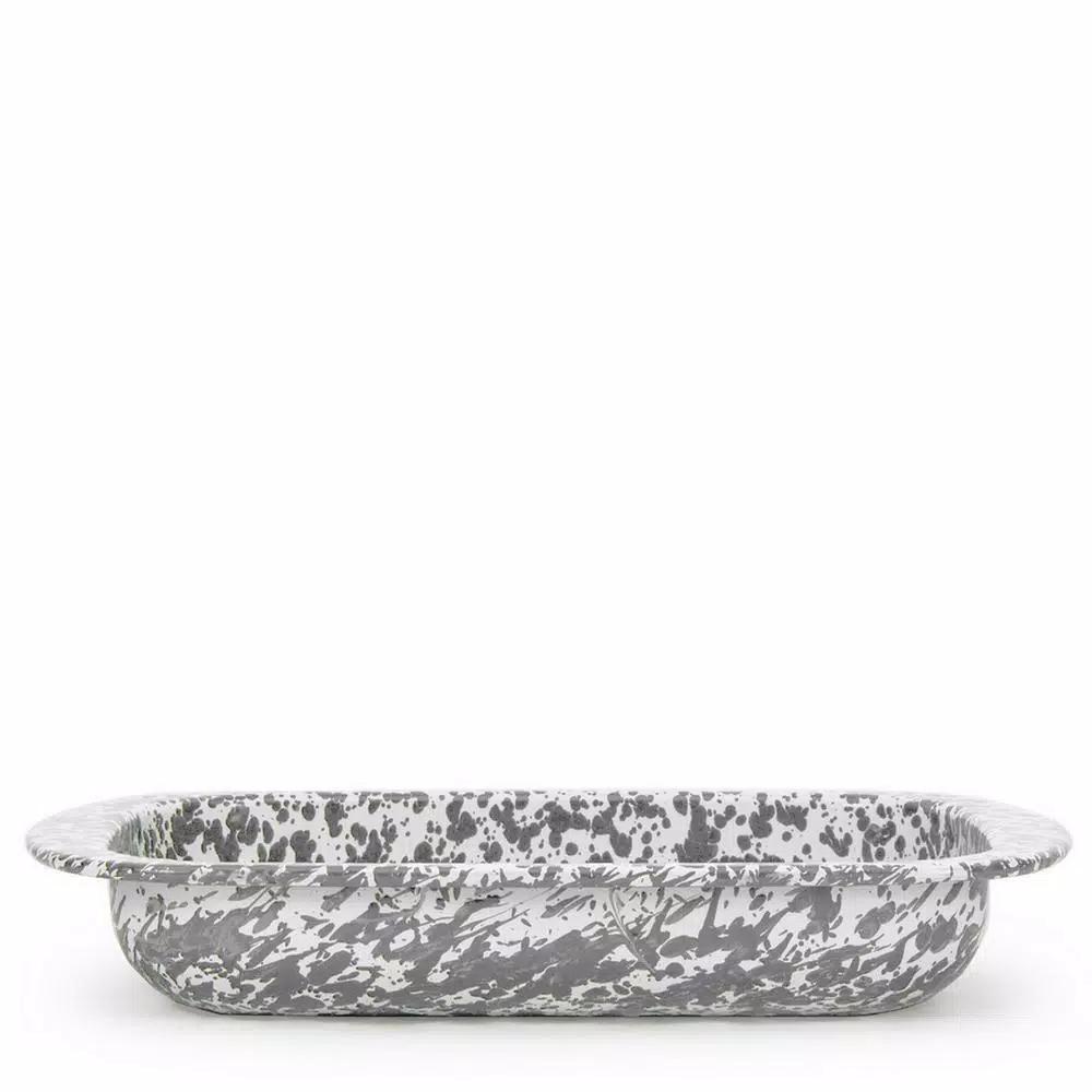 Golden Rabbit Grey Swirl 4.5 qt. Porcelain Enamelware Baking Pan