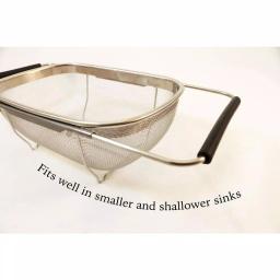 ExcelSteel 11 in. Stainless Steel Over the Sink Mesh Strainer with Extendable Non-Slip Rubber Handles thumbnail 2